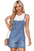Grommet Tie Straps Casual Denim Romper