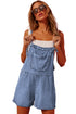 Grommet Tie Straps Casual Denim Romper