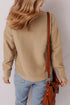 Grommet V Neck Drop Shoulder Relaxed Sweatshirt