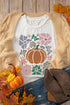 Groovy Autumn Blooms Pumpkin Graphic Art Casual Tee Shirt