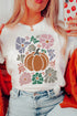 Groovy Autumn Blooms Pumpkin Graphic Art Casual Tee Shirt