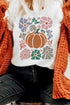 Groovy Autumn Blooms Pumpkin Graphic Art Casual Tee Shirt