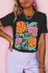 Groovy Blooms Retro 70s Inspired Floral Graphic T Shirt
