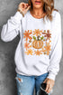 Groovy Retro Floral Print Pumpkin Graphic Crewneck Sweatshirt