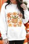 Groovy Retro Floral Print Pumpkin Graphic Crewneck Sweatshirt