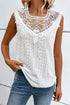 Guipure Lace Crochet Keyhole Back Tank Top