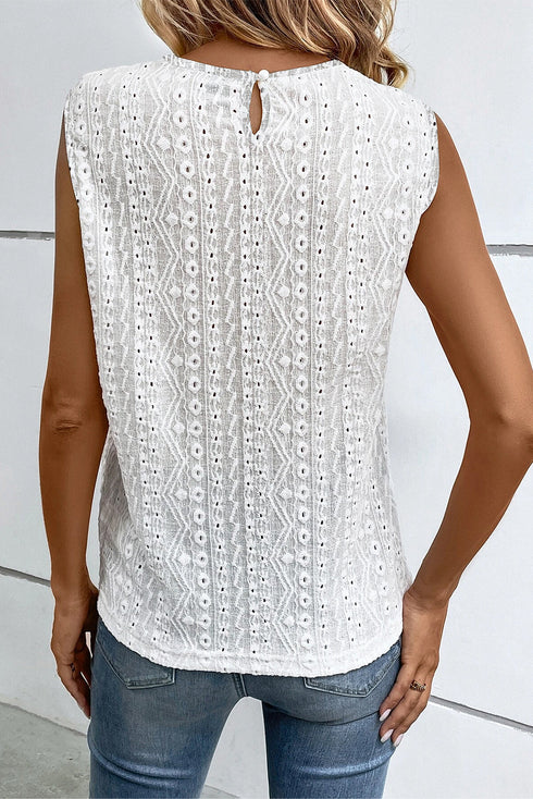 Guipure Lace Crochet Keyhole Back Tank Top