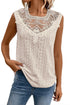Guipure Lace Crochet Keyhole Back Tank Top