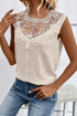 Guipure Lace Crochet Keyhole Back Tank Top