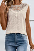Guipure Lace Crochet Keyhole Back Tank Top
