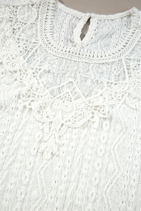 Guipure Lace Crochet Keyhole Back Tank Top