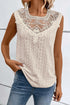 Guipure Lace Crochet Keyhole Back Tank Top