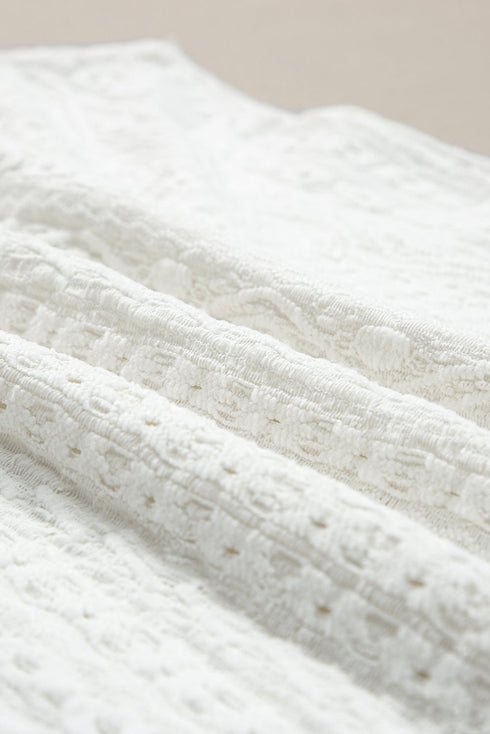 Guipure Lace Crochet Keyhole Back Tank Top