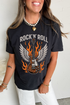 Guitar Wings Slogan Print Crew Neck Jersey Tee