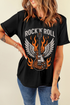 Guitar Wings Slogan Print Crew Neck Jersey Tee