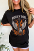 Guitar Wings Slogan Print Crew Neck Jersey Tee