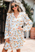 H Line Frilled Tie Neck Long Sleeve Floral Dress