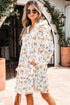 H Line Frilled Tie Neck Long Sleeve Floral Dress