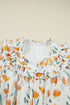 H Line Frilled Tie Neck Long Sleeve Floral Dress