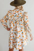 H Line Frilled Tie Neck Long Sleeve Floral Dress