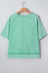 Half Button Raw Seam Raglan Sleeve Mineral Wash Tee