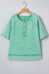 Half Button Raw Seam Raglan Sleeve Mineral Wash Tee
