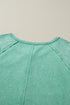 Half Button Raw Seam Raglan Sleeve Mineral Wash Tee