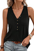 Half Button V Neck Patched Pocket Tank Top