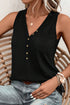 Half Button V Neck Patched Pocket Tank Top