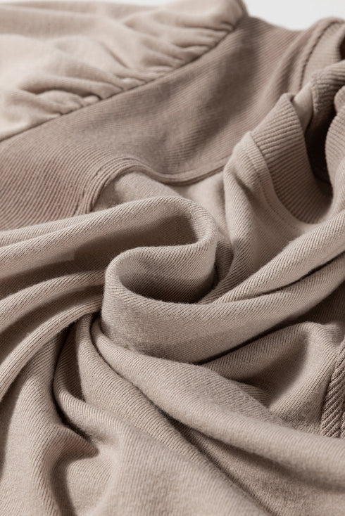 Half Lantern Sleeve Collared V Neck Pullover Shirt