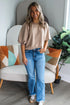 Half Lantern Sleeve Collared V Neck Pullover Shirt