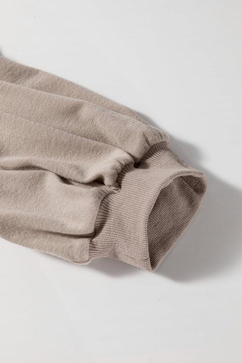 Half Lantern Sleeve Collared V Neck Pullover Shirt