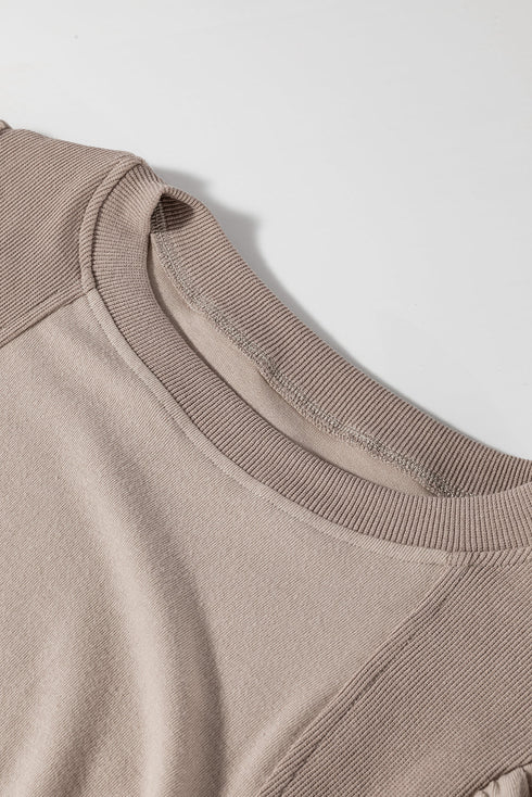 Half Lantern Sleeve Collared V Neck Pullover Shirt