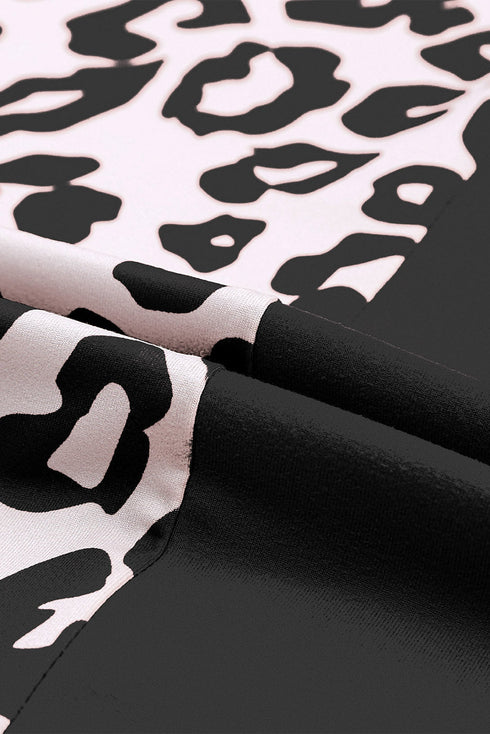 Half Leopard Patchwork Short Sleeves Top