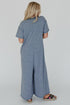 Half Placket Chest Pocket Short Sleeve Wide Leg Jumpsuit