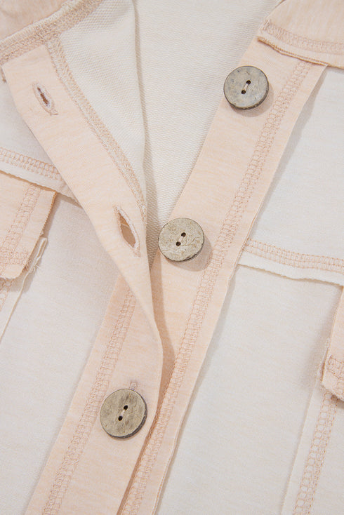 Half Placket Chest Pocket Short Sleeve Wide Leg Jumpsuit