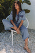 Half Placket Chest Pocket Short Sleeve Wide Leg Jumpsuit