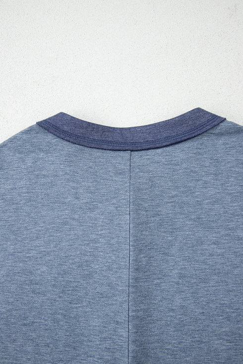 Half Placket Chest Pockets Short Sleeve Wide Leg Jumpsuit