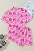 Half Sleeve Button Front Bow Print Pajama Set