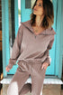 Half Zip Collar Relaxed Long Sleeve Drawstring Pant Set