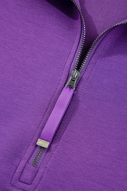 Half Zip Collared Pullover Pocket Mini Skirt Two Piece Dresses