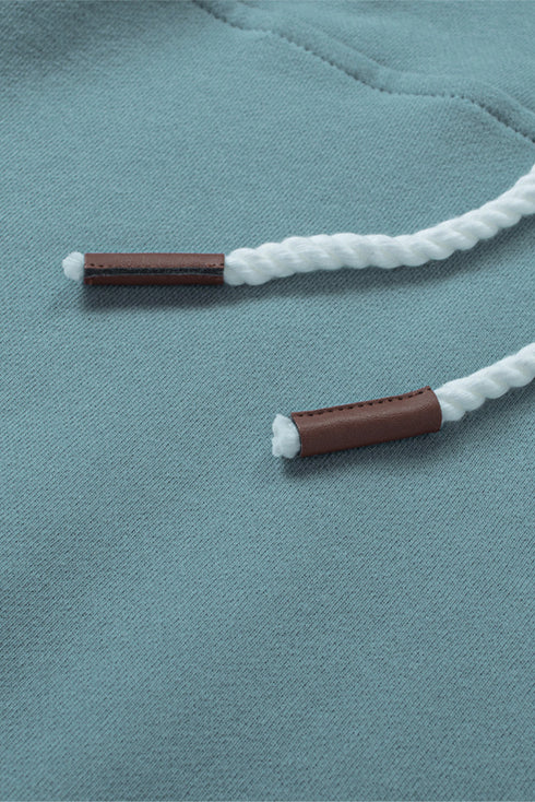 Half Zip Colorblock Pocket Patchwork Long Sleeve Hoodie