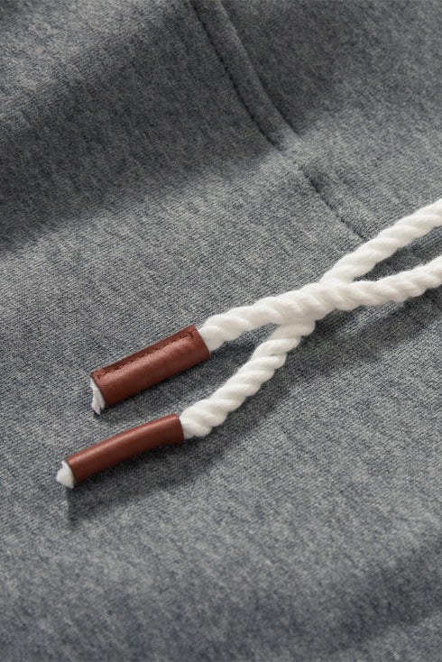 Half Zip Colorblock Pocket Patchwork Long Sleeve Hoodie