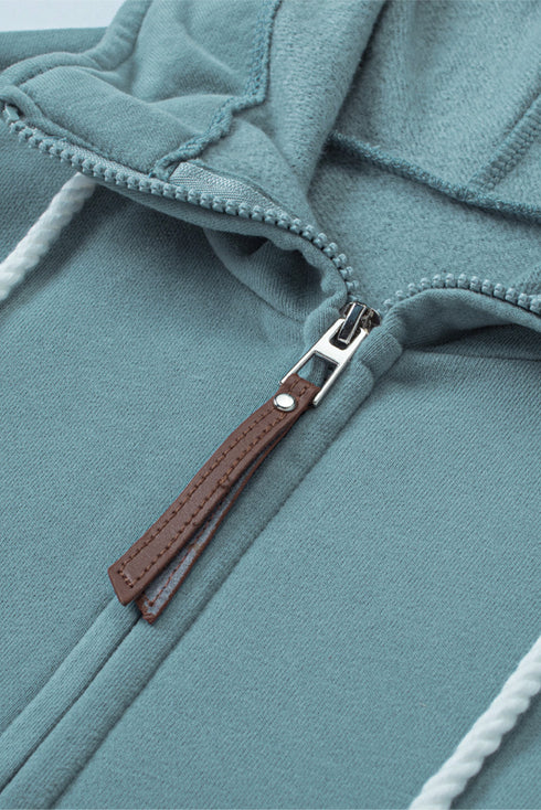 Half Zip Colorblock Pocket Patchwork Long Sleeve Hoodie