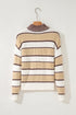 Half Zip Contrast Panel Stripe Drop Shoulder Sweater