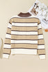 Half Zip Contrast Panel Stripe Drop Shoulder Sweater