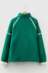 Half Zip Contrast Trim Pocketed Fleece Sweatshirt