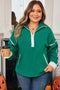 Half Zip Contrast Trim Pocketed Fleece Sweatshirt
