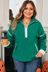 Half Zip Contrast Trim Pocketed Fleece Sweatshirt