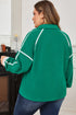 Half Zip Contrast Trim Pocketed Fleece Sweatshirt